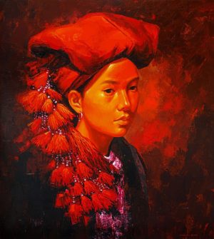 Cô Gái Dao Đỏ II - Tranh Acrylic Nghệ Thuật của Họa Sĩ Hoàng Hoàn