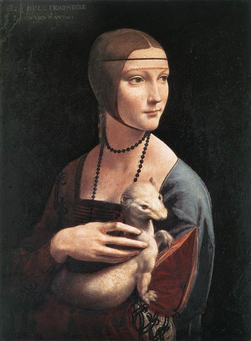 bức tranh người đà bà và con chồn lady with an ermine của họa sĩ leonardo de vinci