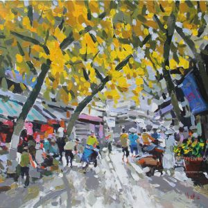 chiều thu - tranh phố acrylic phạm hoàng minh