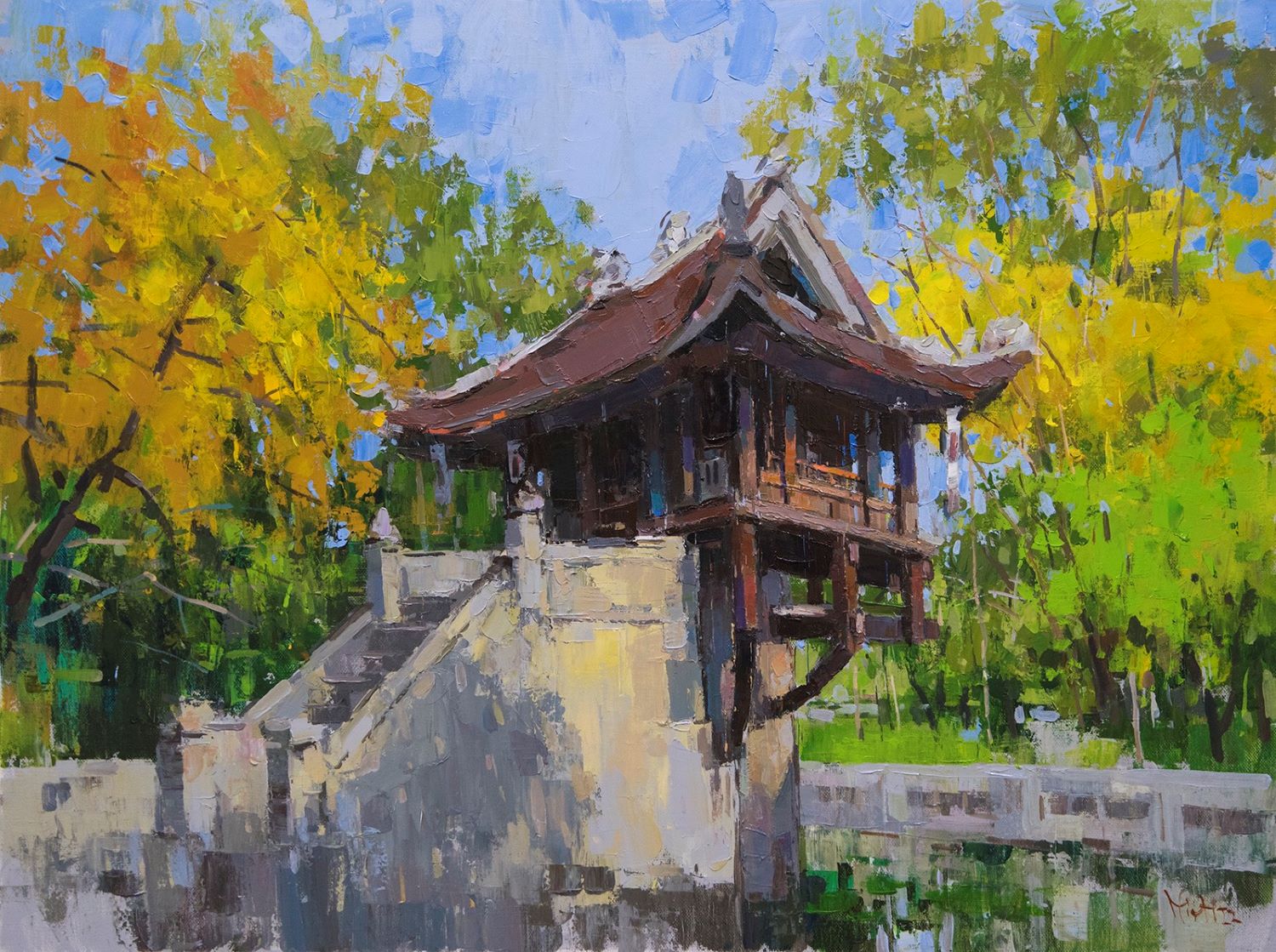 Tranh chùa một cột đen trắng Gốm sứ Phú Vinh Bát Tràng Hà Nội #46 Tranh chùa một cột đen trắng Gốm sứ Phú Vinh Bát Tràng Hà Nội