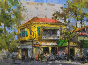 Góc Phố Văn Miếu - Tranh Sơn Dầu Nghệ Thuật của Họa Sĩ Phạm Hoàng Minh