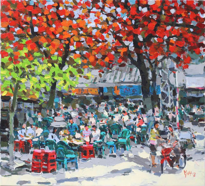 hà nội thu về - tranh acrylic phố