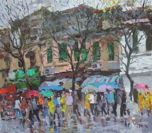 Mùa Xuân Hà Nội - sơn dầu trên toan phạm hoàng minh