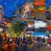 phố cổ hàng gai - tranh phố acrylic phạm hoàng minh