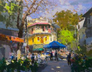 Phố Hàng Mã II - Tranh Acrylic Đẹp của Họa Sĩ Phạm Hoàng Minh